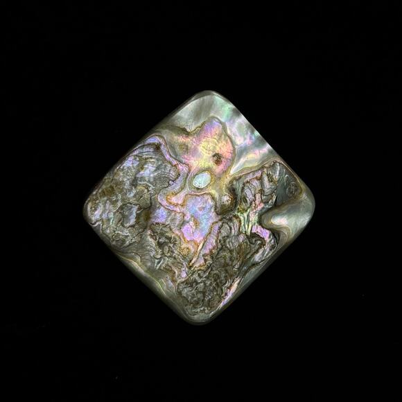 2 Vintage Mother of Pearl M.O.P. Leaf and Square Brooches/Pins 1.25x2.5in - Picture 6 of 8